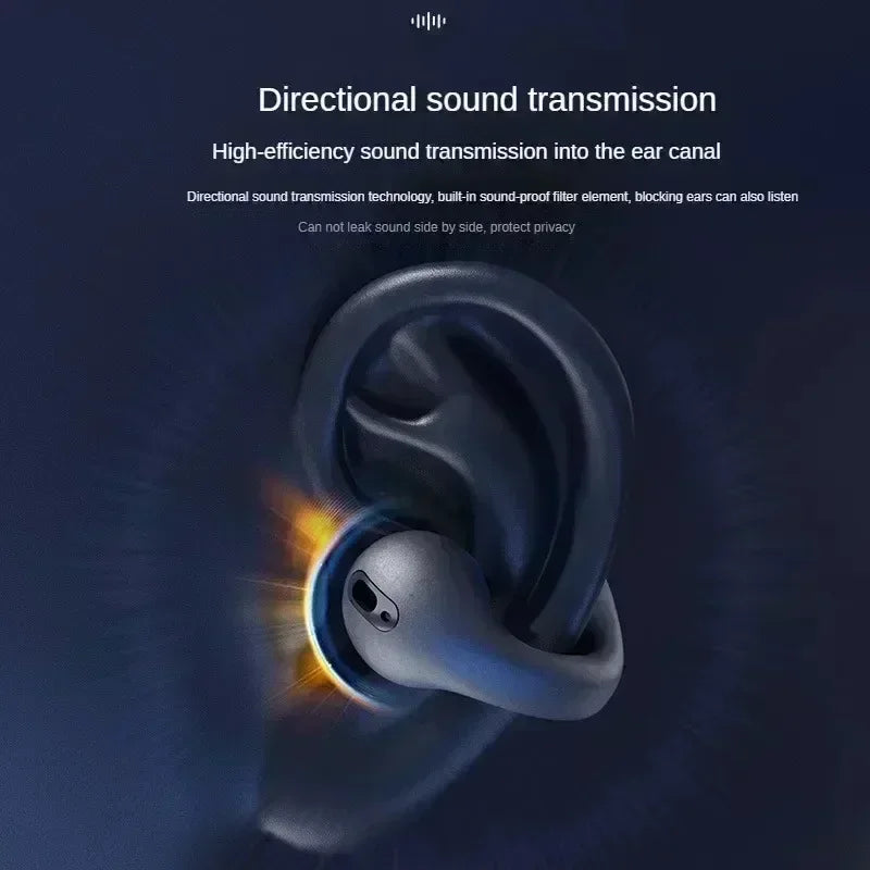 New Fone Bluetooth Headset 5.3 Wireless Air Conduction Headphones Clip Ear Music Noise Canceling HD Call Sports Gaming Earphone